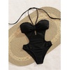 image:imageMakeMeChic Womens One Piece Swimsuit Cut Out Halter Open Back Bathing Suit SwimwearBlack