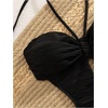 image:imageMakeMeChic Womens One Piece Swimsuit Cut Out Halter Open Back Bathing Suit SwimwearBlack