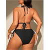 image:imageMakeMeChic Womens Plus Size 2 Piece Bikini Set Halter Tie Side High Waisted SwimsuitBlack