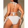 image:imageMakeMeChic Womens Plus Size 2 Piece Bikini Set Halter Tie Side High Waisted SwimsuitWhite