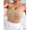 image:imageMakeMeChic Womens Plus Size Strapless Bras Front Closure Half Push Up Bra Bandeau Wireless Bralette for Large BustApricot