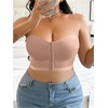 image:imageMakeMeChic Womens Plus Size Strapless Bras Front Closure Half Push Up Bra Bandeau Wireless Bralette for Large BustApricot B