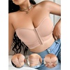 image:imageMakeMeChic Womens Plus Size Strapless Bras Front Closure Half Push Up Bra Bandeau Wireless Bralette for Large BustApricot B
