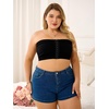 image:imageMakeMeChic Womens Plus Size Strapless Bras Front Closure Half Push Up Bra Bandeau Wireless Bralette for Large BustBlack