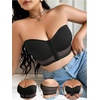 image:imageMakeMeChic Womens Plus Size Strapless Bras Front Closure Half Push Up Bra Bandeau Wireless Bralette for Large BustBlack C