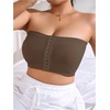 image:imageMakeMeChic Womens Plus Size Strapless Bras Front Closure Half Push Up Bra Bandeau Wireless Bralette for Large BustCoffee Brown