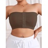 image:imageMakeMeChic Womens Plus Size Strapless Bras Front Closure Half Push Up Bra Bandeau Wireless Bralette for Large BustCoffee Brown