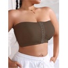 image:imageMakeMeChic Womens Plus Size Strapless Bras Front Closure Half Push Up Bra Bandeau Wireless Bralette for Large BustCoffee Brown