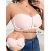 image:imageMakeMeChic Womens Plus Size Strapless Bras Front Closure Half Push Up Bra Bandeau Wireless Bralette for Large BustPink
