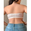 image:imageMakeMeChic Womens Plus Size Strapless Bras Front Closure Half Push Up Bra Bandeau Wireless Bralette for Large BustWhite C