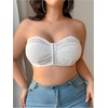 image:imageMakeMeChic Womens Plus Size Strapless Bras Front Closure Half Push Up Bra Bandeau Wireless Bralette for Large BustWhite C