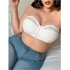 image:imageMakeMeChic Womens Plus Size Strapless Bras Front Closure Half Push Up Bra Bandeau Wireless Bralette for Large BustWhite C