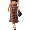 image:imageMakeMeChic Womens Polka Dots Skirt Satin Summer Ruffle Hem Maxi SkirtBrown