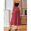 image:imageMakeMeChic Womens Polka Dots Skirt Satin Summer Ruffle Hem Maxi SkirtRed