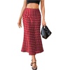 image:imageMakeMeChic Womens Polka Dots Skirt Satin Summer Ruffle Hem Maxi SkirtRed