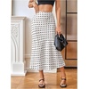 image:imageMakeMeChic Womens Polka Dots Skirt Satin Summer Ruffle Hem Maxi SkirtWhite