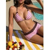 image:imageMakeMeChic Womens Polka Dots Triangle Bikini Sets Swim Shorts Y2K Leopard Striped Bathing Suit SwimsuitBow Pink