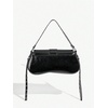 image:imageMakeMeChic Womens Shoulder Bags Y2K PU Leather Clutch Small Purse BagsBlack