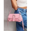 image:imageMakeMeChic Womens Shoulder Bags Y2K PU Leather Clutch Small Purse BagsPink