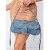 image:imageMakeMeChic Womens Shoulder Bags Y2K PU Leather Clutch Small Purse BagsWash Blue