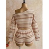 image:imageMakeMeChic Womens Striped 2 Piece Sets Crochet Beach Cover Ups Crop Tops Shorts Set Vacation OutfitsBrown