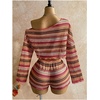 image:imageMakeMeChic Womens Striped 2 Piece Sets Crochet Beach Cover Ups Crop Tops Shorts Set Vacation OutfitsMulticolor