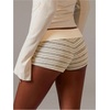 image:imageMakeMeChic Womens Striped Micro Shorts Low Rise Y2K Summer Cute Booty ShortsBeige Striped