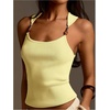 image:imageMakeMeChic Womens Summer Cute Tank Tops Beaded Square Neck Sleeveless Knit Beach Vacation TopsLight Yellow