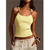 image:imageMakeMeChic Womens Summer Cute Tank Tops Beaded Square Neck Sleeveless Knit Beach Vacation TopsLight Yellow