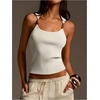 image:imageMakeMeChic Womens Summer Cute Tank Tops Beaded Square Neck Sleeveless Knit Beach Vacation TopsWhite
