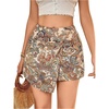 image:imageMakeMeChic Womens Floral Boho Shorts Twist Front Elastic Waist Summer Beach Vacation ShortsWhite and Orange