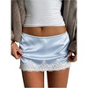 image:imageMakeMeChic Womens Lace Mini Skirt Y2k Low Waist Mini Micro Skirts with Shorts UnderneathBlue