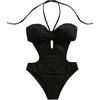 image:imageMakeMeChic Womens One Piece Swimsuit Cut Out Halter Open Back Bathing Suit SwimwearBlack