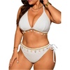 image:imageMakeMeChic Womens Plus Size 2 Piece Bikini Set Halter Tie Side High Waisted SwimsuitWhite