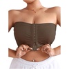 image:imageMakeMeChic Womens Plus Size Strapless Bras Front Closure Half Push Up Bra Bandeau Wireless Bralette for Large BustCoffee Brown