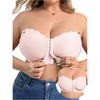 image:imageMakeMeChic Womens Plus Size Strapless Bras Front Closure Half Push Up Bra Bandeau Wireless Bralette for Large BustPink