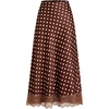 image:imageMakeMeChic Womens Polka Dots Skirt Satin Summer Ruffle Hem Maxi SkirtCoffee Brown