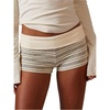 image:imageMakeMeChic Womens Striped Micro Shorts Low Rise Y2K Summer Cute Booty ShortsBeige Striped