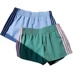 image:imageMakeMeChic Womens 2 Pack Striped Running Shorts Summer Track Workout Athletic ShortsLight Blue Green