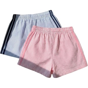 image:imageMakeMeChic Womens 2 Pack Striped Running Shorts Summer Track Workout Athletic ShortsLight Blue Pink