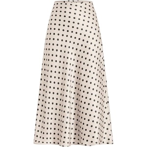 image:imageMakeMeChic Womens Polka Dots Skirt Satin Summer Ruffle Hem Maxi SkirtApricot