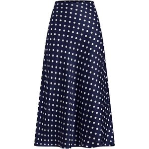 image:imageMakeMeChic Womens Polka Dots Skirt Satin Summer Ruffle Hem Maxi SkirtBlue