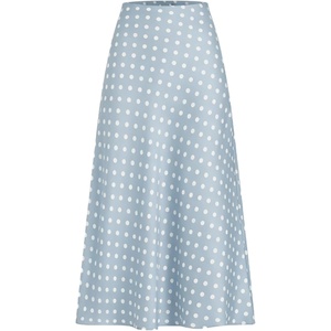 image:imageMakeMeChic Womens Polka Dots Skirt Satin Summer Ruffle Hem Maxi SkirtMint Blue