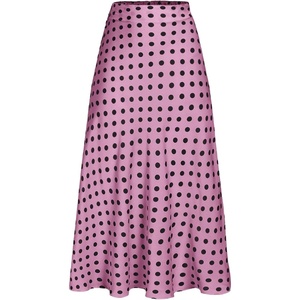 image:imageMakeMeChic Womens Polka Dots Skirt Satin Summer Ruffle Hem Maxi SkirtPink