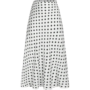 image:imageMakeMeChic Womens Polka Dots Skirt Satin Summer Ruffle Hem Maxi SkirtWhite