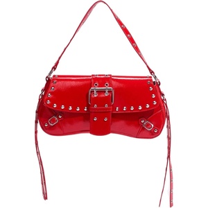 image:imageMakeMeChic Womens Shoulder Bags Y2K PU Leather Clutch Small Purse BagsRed