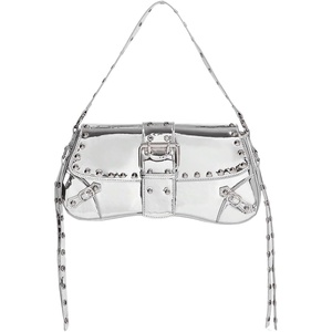image:imageMakeMeChic Womens Shoulder Bags Y2K PU Leather Clutch Small Purse BagsSilver
