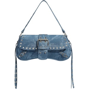 image:imageMakeMeChic Womens Shoulder Bags Y2K PU Leather Clutch Small Purse BagsWash Blue