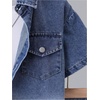 image:imageMakeMeChic Boys 2 Piece Denim Outfits Collared Short Sleeve Button Down Shirt and Wide Leg Jorts SetsLight Blue