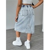 image:imageMakeMeChic Girls Jean Skirt Elastic High Waisted Y2k Summer Cute Denim Midi Skirts with PocketBlue
